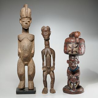 Group (3) large African carved wood figures