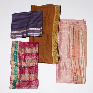 Group (4) vintage Indian saris