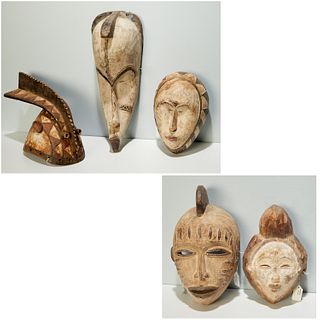 Group (5) African polychromed masks