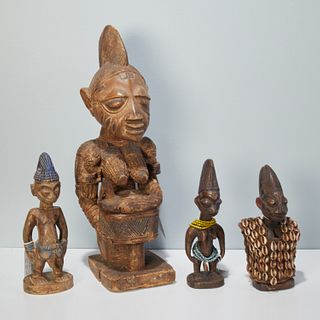 Yoruba style, carved wood figures