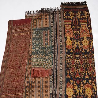 Group (5) vintage Southeast Asian Ikat textiles