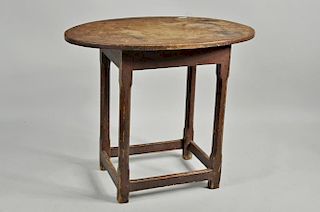 Oval Top Stretcher Base Tavern Table