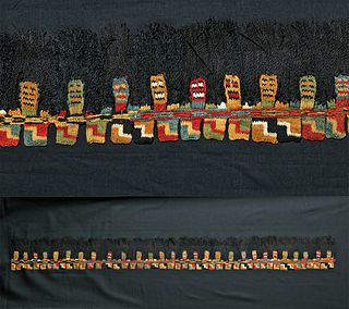 Proto-Nazca Wool Fringe Border Trophy Heads