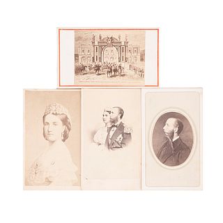 Valleto. Pareja Imperial, Maximiliano y Carlota. México, Segunda mitad del siglo XIX. Tarjeta de Visita. Piezas: 4.
