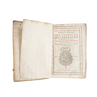 Consejo Real de castilla. Autos Acordados, Antiguos, y Modernos, del Consejo, que Salen a Luz. Madrid, 1723.