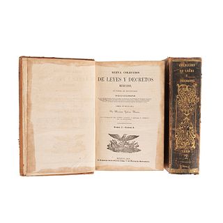 Galván Rivera, Mariano.Nueva Colección de Leyes y Decretos Mexicanos en Forma de Diccionario.México:1853.T. I-II,únicos publicados.Pz:2