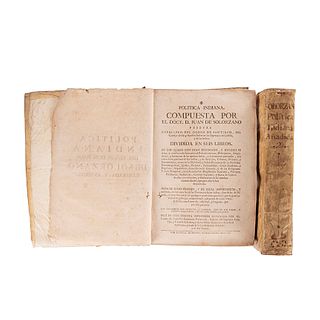 Solórzano Pereyra, Juan de. Política Indiana. Madrid: Por Matheo Sacristan - Gabriel Ramírez, 1736 y 1739. Tomos I - II. Piezas: 2.