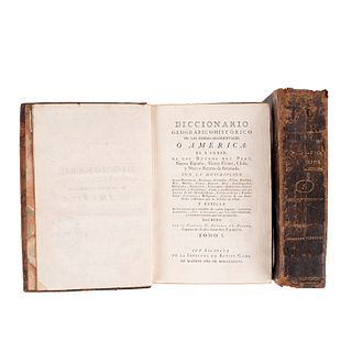 Alcedo, Antonio de. Diccionario Geográfico - Histórico de las Indias Occidentales o América. Madrid: 1786 y 1789. Tomos I y V. Piezas:2