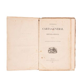 García Cubas, Antonio. Memoria para Servir a la Carta General de la República Mexicana. México: 1861. Una lámina y un palno, plegados.