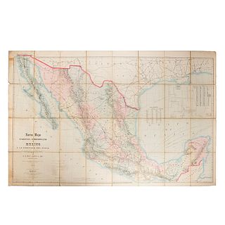Owen, A. K. -Motz, Alberto. Nuevo Mapa Estadístico y Ferrocarrilero de México y la Frontera del Norte. Philadelphia: 1882. 120 x 185 cm