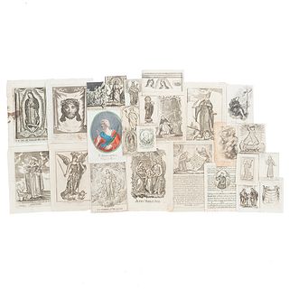 Colección de 25 Grabados Religiosos. Siglo XVIII. Grabados en metal, varios formatos; una lámina coloreada.