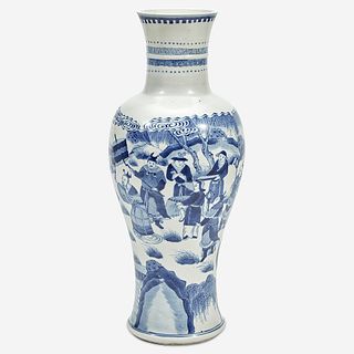 A Chinese blue and white porcelain tall baluster base 青花大瓶