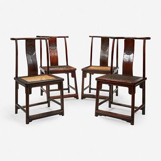 Four Chinese hardwood side chairs 硬木椅子四件 18th/19th century 十八或十九世纪
