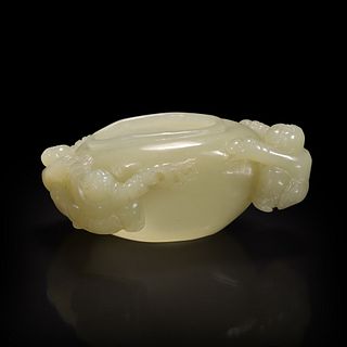 A Chinese carved creamy-white jade "Boys" coupe 白玉童子水盂 19th century or later 十九世纪或更晚