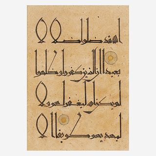 Two folio sheets with Kufic calligraphy 库法体书法作品两幅