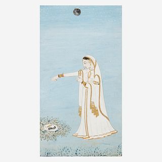 Two Indian miniature paintings 印度袖珍画两幅 18th-19th century 十八至十九世纪