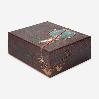 A large Japanese embellished wood box 日本镶嵌木盒 Edo/Meiji period 江户至明治