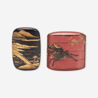 Two Japanese lacquered inro 日本印笼一组两件 Edo period 江户