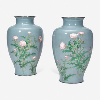 A pair of Japanese cloisonné vases, Ando 日本安藤七宝烧瓶一对