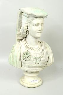 Italian Carved Marble Bust Female