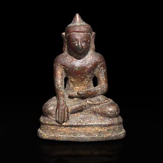 A small Burmese bronze Buddha 缅甸铜佛造像 18th century or earlier 十八世纪或更早