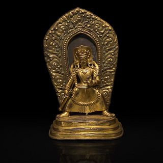 A Sino-Tibetan or Mongolian gilt bronze wrathful deity 中原或藏传或蒙古怒像铜鎏金造像 18th century 十八世纪