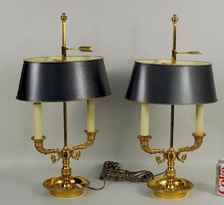 Pair Neoclassical Style Brass Bouilliotte Lamps