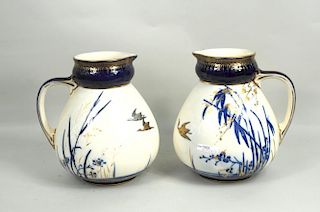 Pair English Victorian Porcelain Pitchers