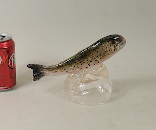 Ken Carder Glass Sculpture "Leaping Trout"
