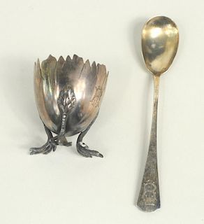 French Sterling Silver Cased Egg Cup & Spoon