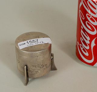 Japanese Round Silver Mint Box