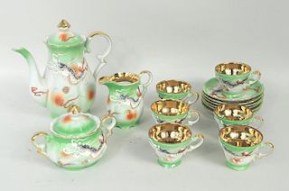Japanese Porcelain Moriage Tea Set For Six
