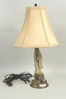 Asian Carved Hardstone Figural Lamp