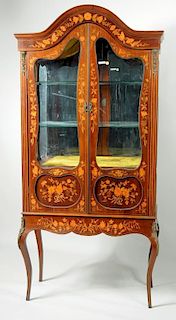 Art Nouveau Marquetry Inlaid Display Cabinet