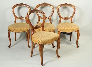 Four Victorian Carved Side Chairs