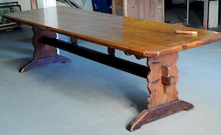 French Trestle Base Refectory Dining Table