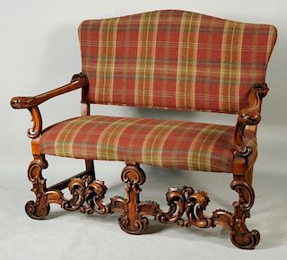 Continental Baroque Style Carved Settee