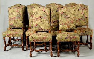 Set Ten French Baroque Style Dining Chairs