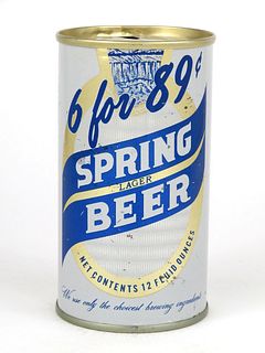 1968 Spring Lager Beer 12oz Tab Top Can T125-19.2