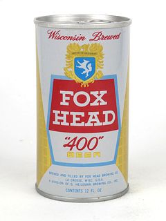 1969 Fox Head "400" Beer 12oz Tab Top Can T66-09