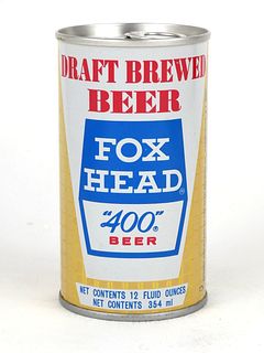 1974 Fox Head "400" Beer 12oz Tab Top Can T66-07