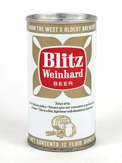 1972 Blitz Weinhard Beer 12oz Tab Top Can T43-33