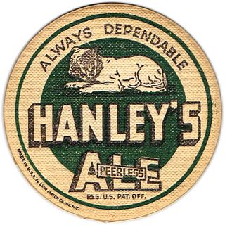 1939 Hanley's Ale  Coaster RI-HAN-3