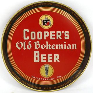 1948 Cooper's Old Bohemian Beer 12 inch tray Serving Tray