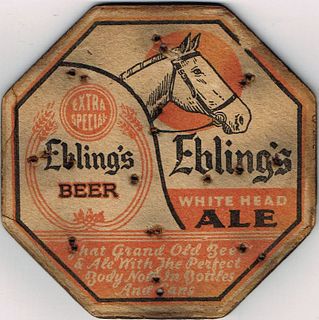 1933 Ebling's Beer/White Head Ale 4 inch octagon Coaster NY-EBLG-3