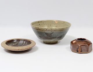GROUP OF THREE LEACH ART POTTERY ARTICLES
