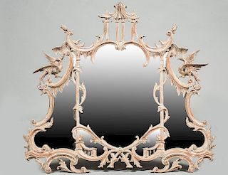CHINESE CHIPPENDALE STYLE BLEACHED WOOD MIRROR