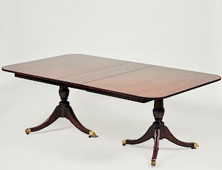 GEORGIAN STYLE TWO PEDESTAL MAHOGANY DINING TABLE