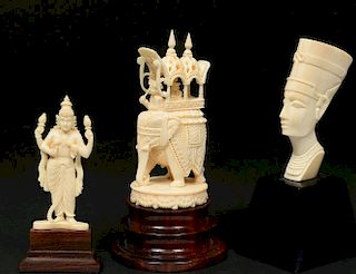 THREE ASSORTED IVORY CARVINGS