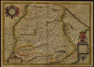 MAP Antique Hondius Castille C. 1606 Hand Colored